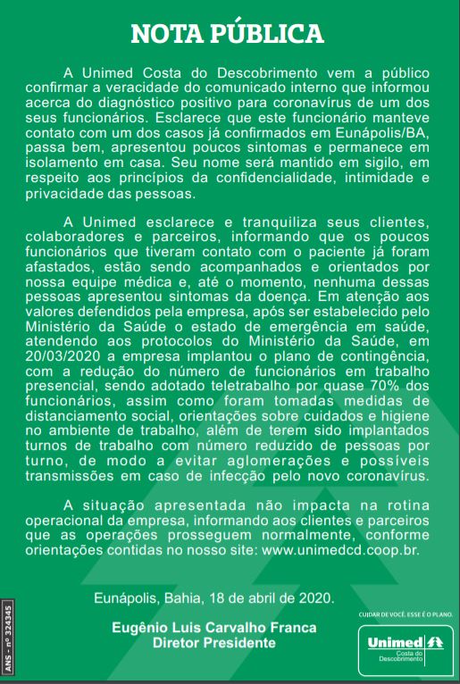 Unimed emite Nota Pública ATLÂNTICA News