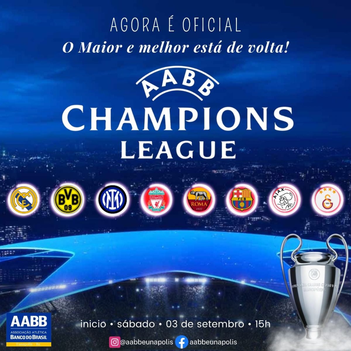 Resultados dos jogos e classificação do Campeonato Champions League da AABB